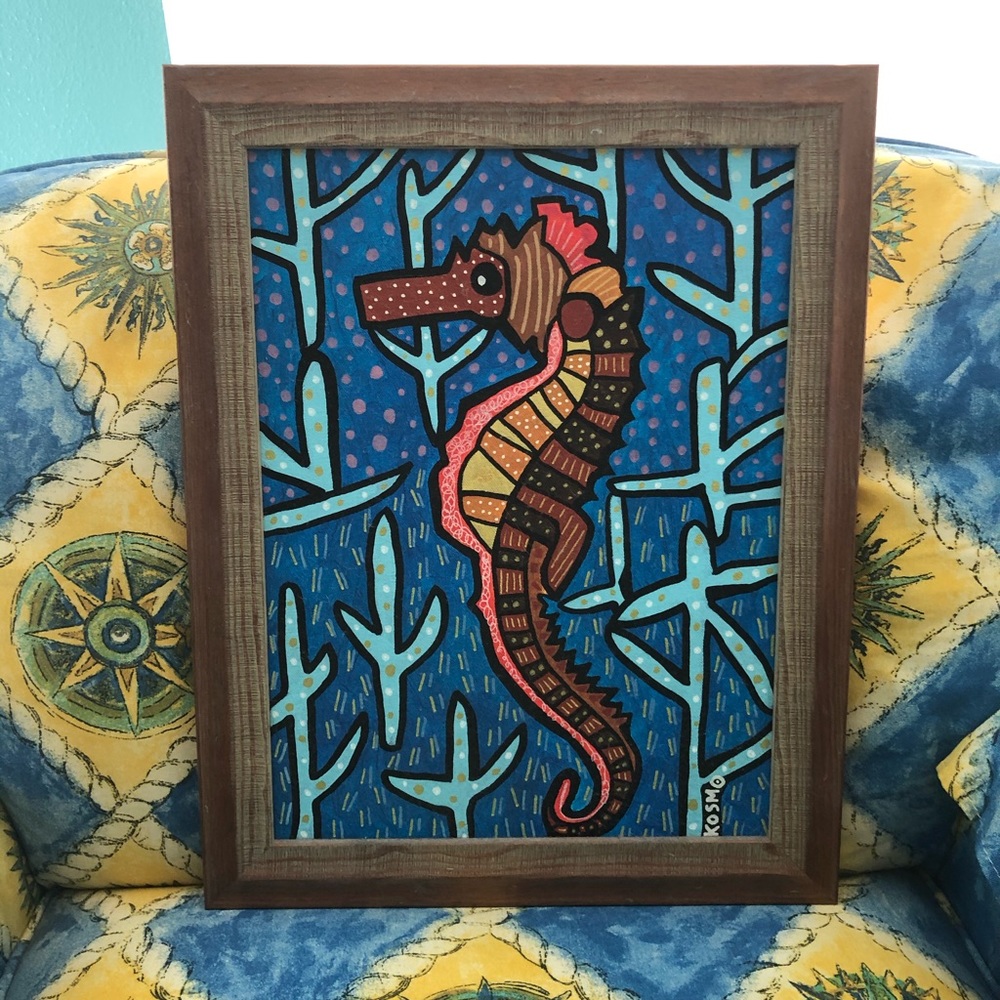 Original Painting Seahorse 12” by 16”
